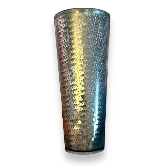 New Starbucks Holiday Teal /Green Sequined Venti Cold Cup Tumbler 24 fl.oz - Picture 5 of 7